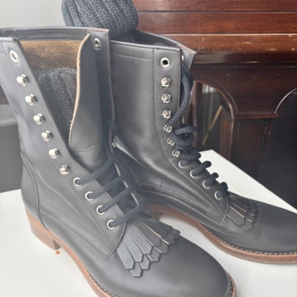 Chanel Sock High CC Combat Boots